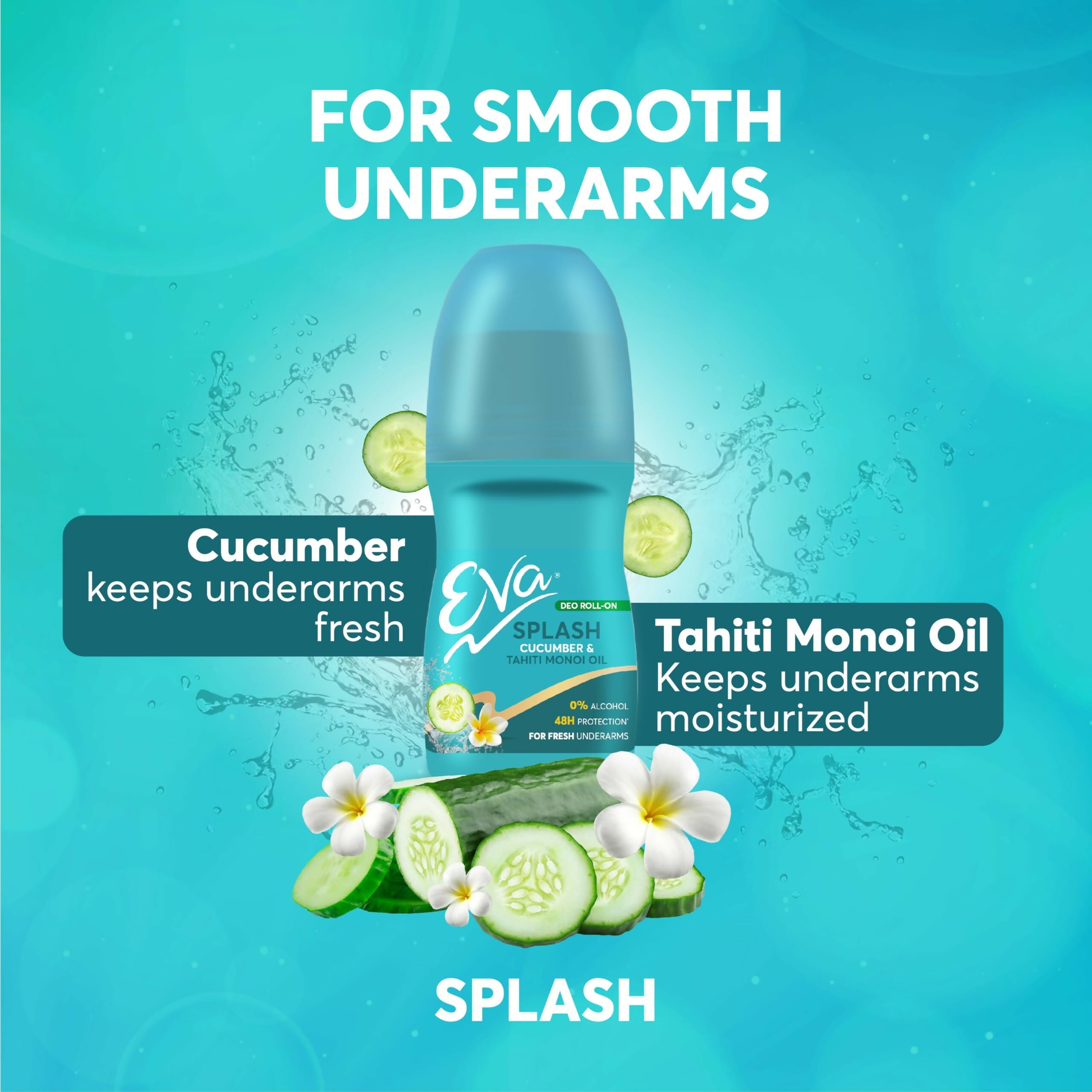 Eva Underarm Roll on Deodorant For Bright, Fresh & Smooth Underarms, Alcohol & Aluminium Free, For Women