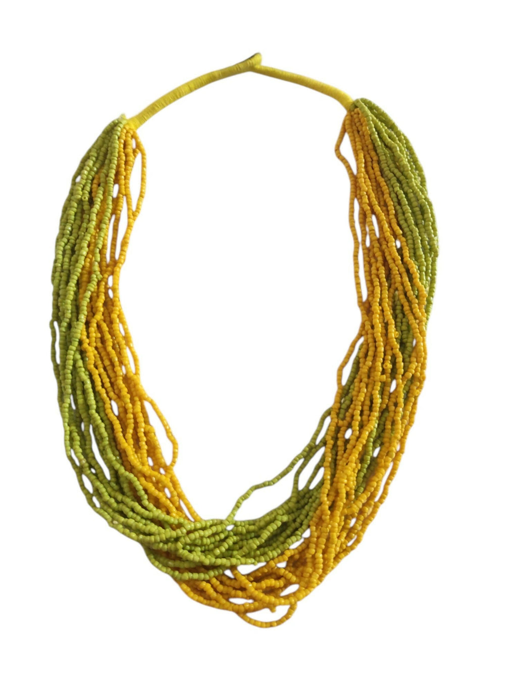Inhanns Handmade Beaded Multilayer Necklace, 20 Layers - Neon Green & Yellow