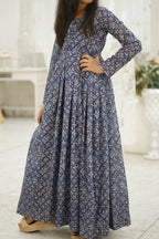 Aayaa Designer Printed Faux Georgette with Embroidery Zari Sequins-work Kids Gown