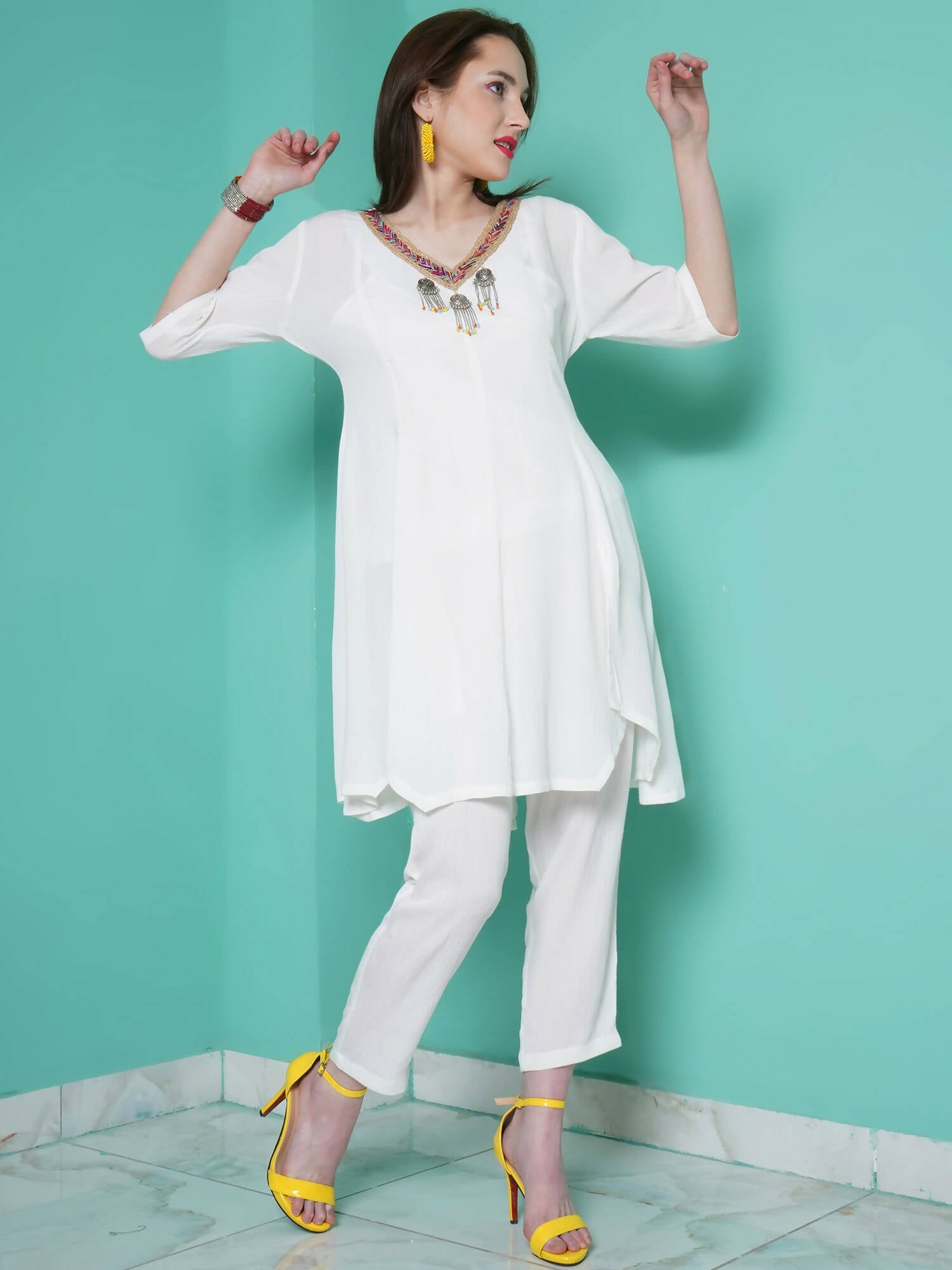 Women Republic White Rayo N Crepe Coord Set - Distacart