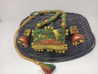 Terracotta Kerala Style Mansion Boat Pendant Long Necklace Set With Temple Earrings