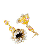 NVR Women Gold Plated Yellow Jhumkas Earrings - Distacart