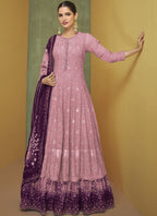 Vegaa Fashion Pink Georgette Embroidery Anarkali Salwar Kameez - Distacart