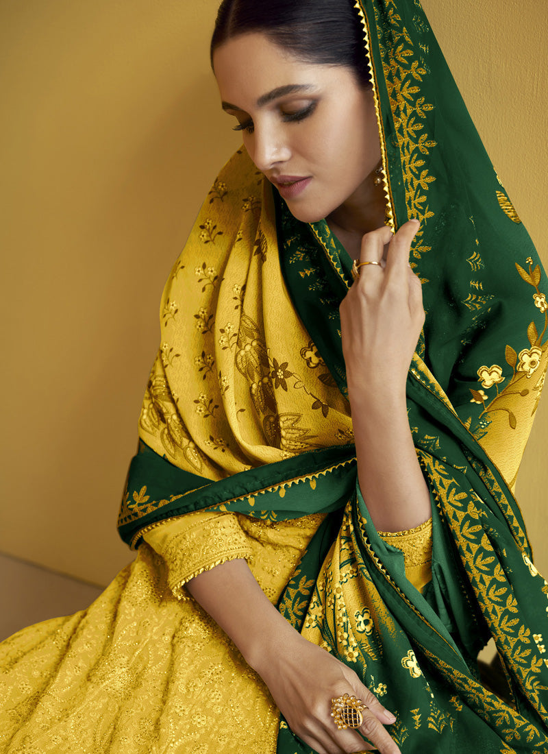 Vegaa Fashion Yellow Georgette Embroidery Anarkali Salwar Kameez - Distacart