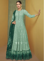 Vegaa Fashion Turquoise Georgette Embroidery Anarkali Salwar Kameez - Distacart