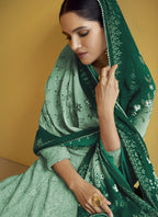 Vegaa Fashion Turquoise Georgette Embroidery Anarkali Salwar Kameez - Distacart