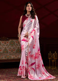 Vegaa Fashion Light Pink Satin Silk Digital Printed Pearl Lace Border Work Saree - Distacart