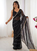 Vegaa Fashion Black Smooth Sitara Fabric Moti & Val Sequence Designer Saree - Distacart