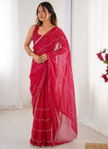 Vegaa Fashion Pink Smooth Sitara Fabric Moti & Val Sequence Designer Saree - Distacart
