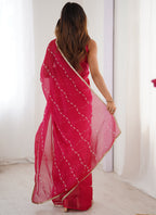 Vegaa Fashion Pink Smooth Sitara Fabric Moti & Val Sequence Designer Saree - Distacart