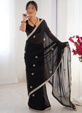 Vegaa Fashion Black Fandy Silk Moti & Val Sequence Designer Saree - Distacart
