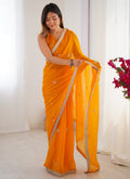 Vegaa Fashion Yellow Fandy Silk Moti & Val Sequence Designer Saree - Distacart