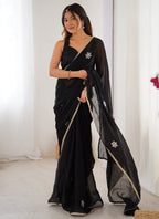 Vegaa Fashion Black Fandy Silk Moti & Val Sequence Designer Saree - Distacart