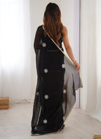 Vegaa Fashion Black Fandy Silk Moti & Val Sequence Designer Saree - Distacart