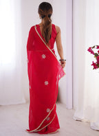 Vegaa Fashion Red Fandy Silk Moti & Val Sequence Designer Saree - Distacart