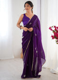 Vegaa Fashion Violet Fandy Silk Moti & Val Sequence Designer Saree - Distacart