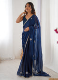 Vegaa Fashion Blue Fandy Silk Moti & Val Sequence Designer Saree - Distacart