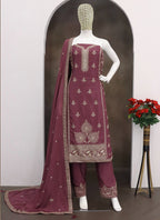 Vegaa Fashion Dark Peach Chinon Silk Embroidered Designer Salwar Suit - Distacart