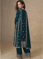 Vegaa Fashion Blue Chinon Silk Embroidered Designer Salwar Suit - Distacart