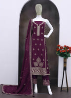 Vegaa Fashion Purple Chinon Silk Embroidered Designer Salwar Suit - Distacart