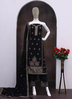 Vegaa Fashion Black Chinon Silk Embroidered Designer Salwar Suit - Distacart