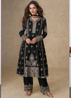 Vegaa Fashion Black Chinon Silk Embroidered Designer Salwar Suit - Distacart