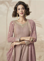 Vegaa Fashion Peach Georgette Embroidered Designer Palazzo Suit - Distacart