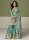 Vegaa Fashion Sea Green Simar Silk Embroidered Designer Palazzo Suit - Distacart