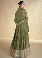 Vegaa Fashion Mahendi Viscose Jacquard Embroidered Anarkali Suit