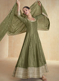 Vegaa Fashion Mahendi Viscose Jacquard Embroidered Anarkali Suit