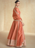 Vegaa Fashion Orange Viscose Jacquard Embroidered Anarkali Suit
