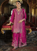 Vegaa Fashion Rani Pink Chinon Silk Embroidered Designer Palazzo Suit - Distacart