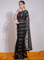 Vegaa Fashion Black Georgette Sequence Party Wear Saree - Distacart