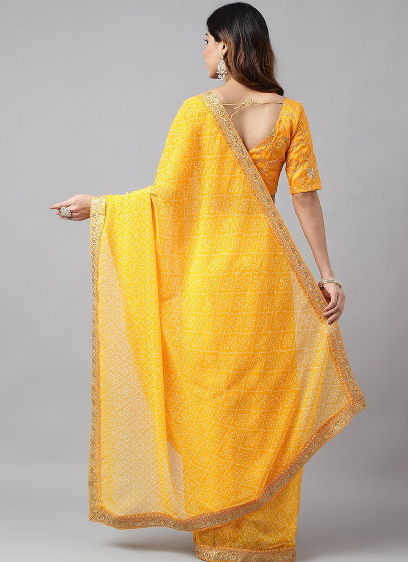 Vegaa Fashion Yellow Soft Georgette Bandhani Saree - Distacart