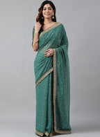 Vegaa Fashion Green Soft Georgette Bandhani Saree - Distacart