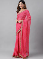 Vegaa Fashion Pink Soft Georgette Bandhani Saree - Distacart