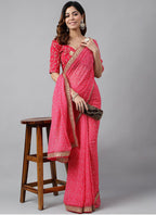 Vegaa Fashion Pink Soft Georgette Bandhani Saree - Distacart