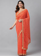 Vegaa Fashion Orange Soft Georgette Bandhani Saree - Distacart
