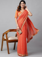 Vegaa Fashion Orange Soft Georgette Bandhani Saree - Distacart