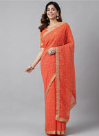 Vegaa Fashion Orange Soft Georgette Bandhani Saree - Distacart