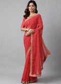 Vegaa Fashion Red Soft Georgette Bandhani Saree - Distacart