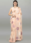 Vegaa Fashion Peach Georgette Embroidered Saree - Distacart