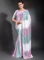 Vegaa Fashion Off White Georgette Sequence Party Wear Saree - Distacart