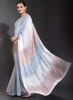 Vegaa Fashion Off White Georgette Sequence Party Wear Saree - Distacart
