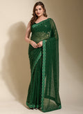 Vegaa Fashion Green Georgette Embroidered Party Wear Saree - Distacart