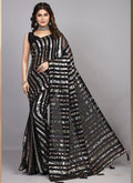 Vegaa Fashion Black Georgette Embroidered Party Wear Saree - Distacart