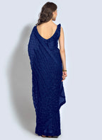 Vegaa Fashion Blue Georgette Sequence Party Wear Saree - Distacart