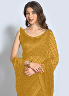 Vegaa Fashion Yellow Georgette Sequence Party Wear Saree - Distacart