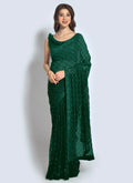 Vegaa Fashion Green Georgette Sequence Party Wear Saree - Distacart