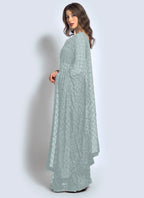 Vegaa Fashion Grey Georgette Sequence Party Wear Saree - Distacart